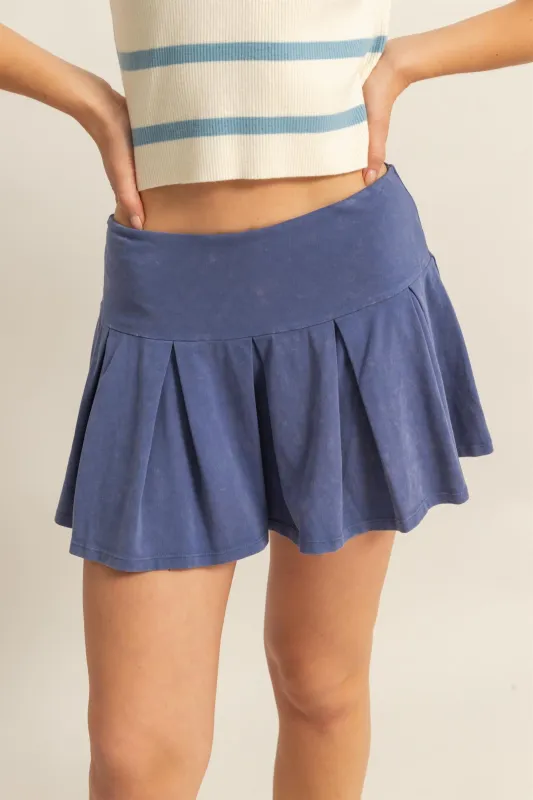 Mid Rise Pleated Mini Skort made by Double Zero