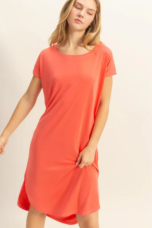 Soft High Low Midi Dress With Round Hem made by Double Zero