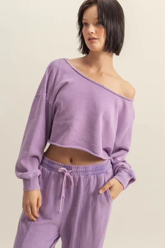 Frayed Detail Long Sleeve Crop Top made by Double Zero