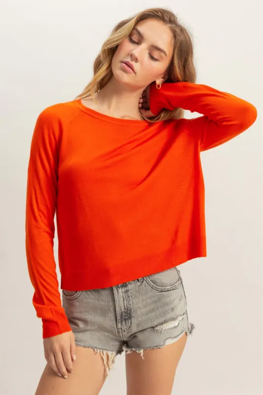 Round Neck Raglan Sleeve Knit Top made by Double Zero
