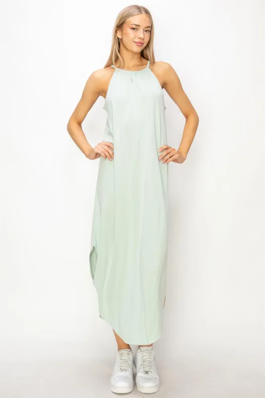 Halter Neck Asymmetrical Midii Dress made by Double Zero