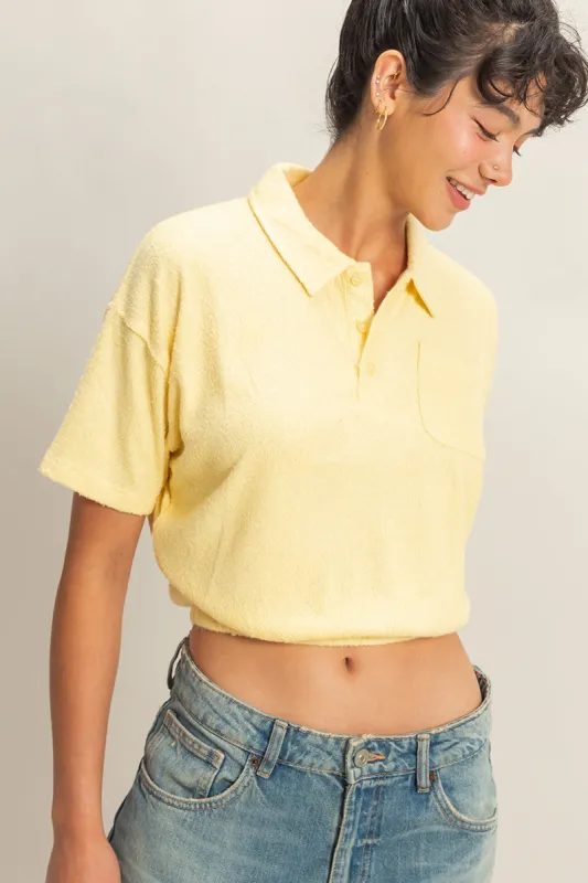 Collared Short Sleeve Crop Top made by Double Zero