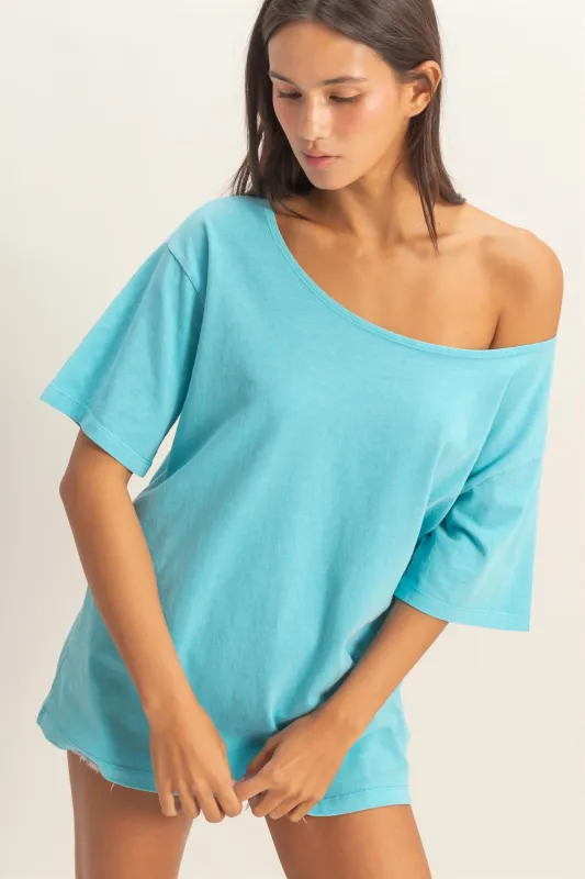 Boat Neck Short Sleeve Basic Tee made by Double Zero