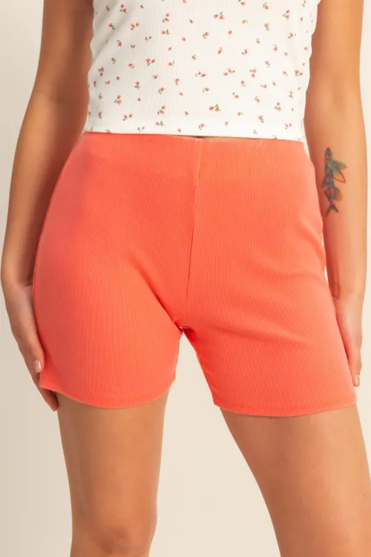 High Waist Ribbed Fitted Biker Shorts made by Double Zero