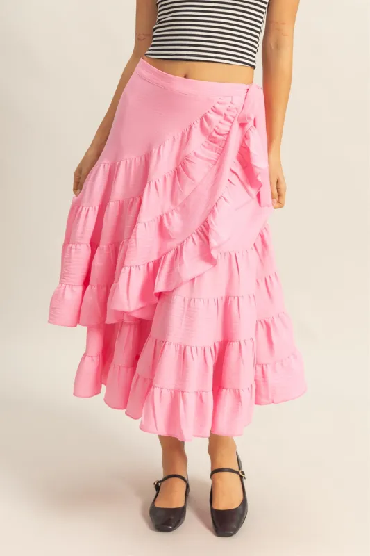 High-Waist Tiered Wrap Maxi Skirt made by HYFVE