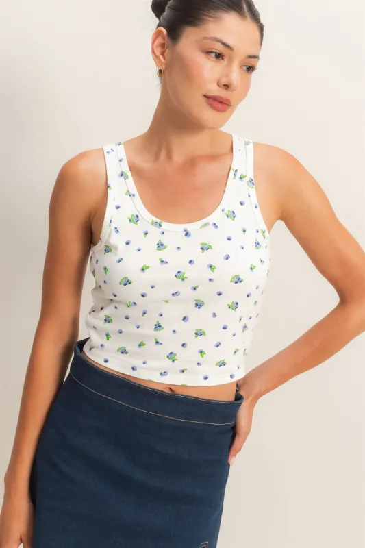 Scoop Neck Blueberry Print Tank made by HYFVE