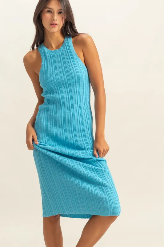 Round Neck Bodycon Ribbed Knit Dress made by Double Zero