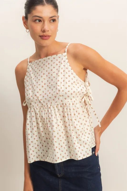 Strawberry Print Tie-Side Cami Top made by HYFVE