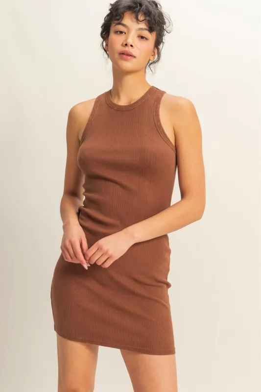 Acid Washed Ribbed Mini Dress made by Double Zero