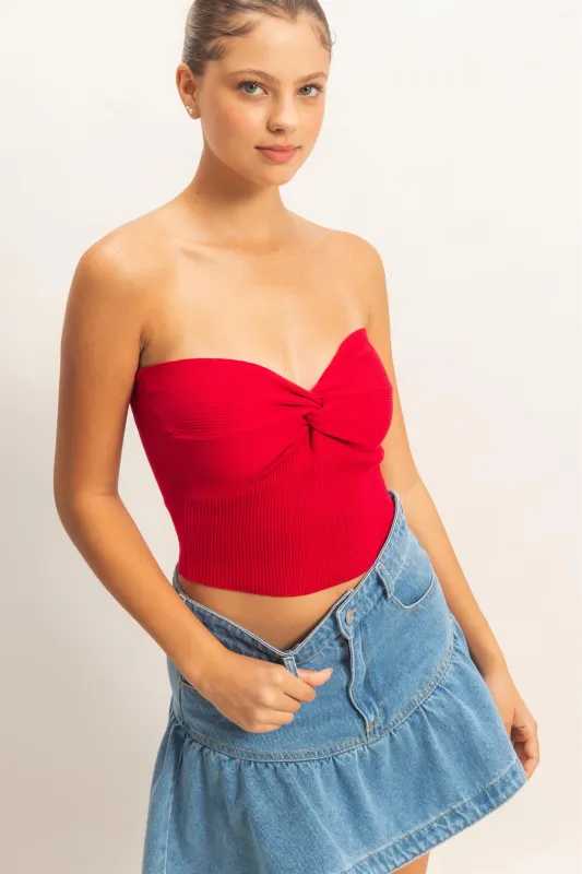 Ribbed Knot Bustier Top made by Double Zero