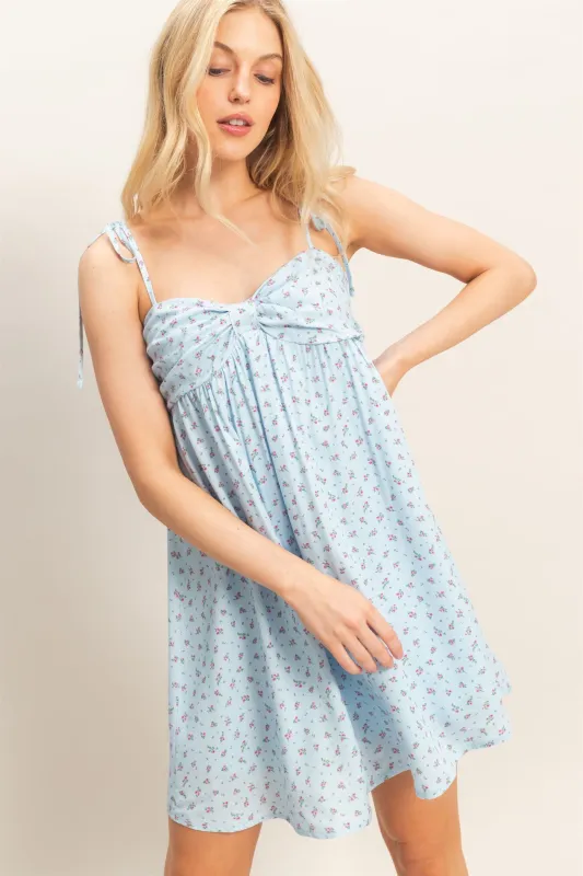 Floral Print Tie Strap Mini Dress made by HYFVE