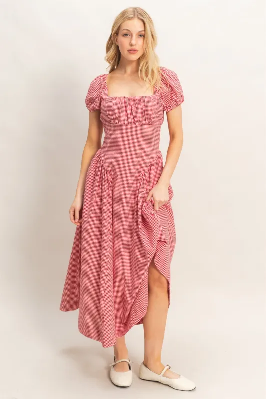 Gingham Puff Sleeve Dress made by HYFVE