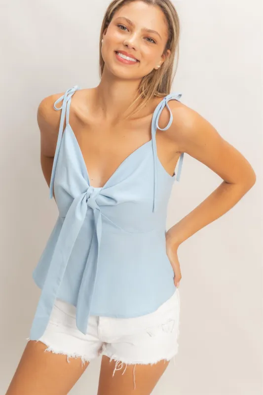 Tie Front Spaghetti Strap Top made by HYFVE