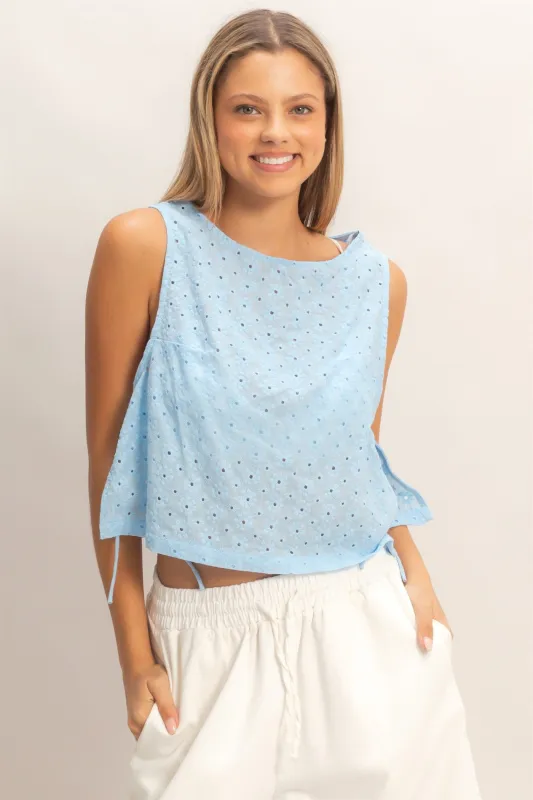 Sleeveless Textured Top With Side Straps made by HYFVE