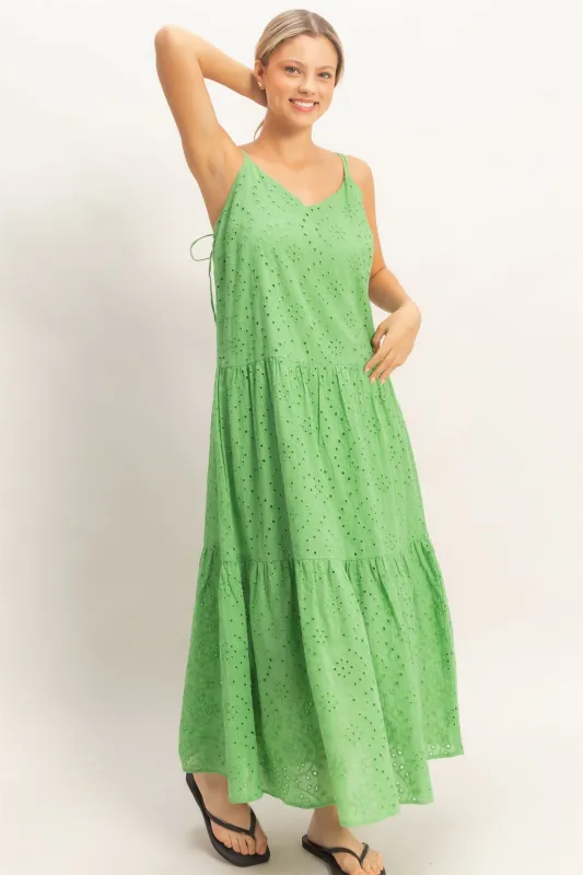 Tiered Spaghetti Strap Maxi Dress made by HYFVE