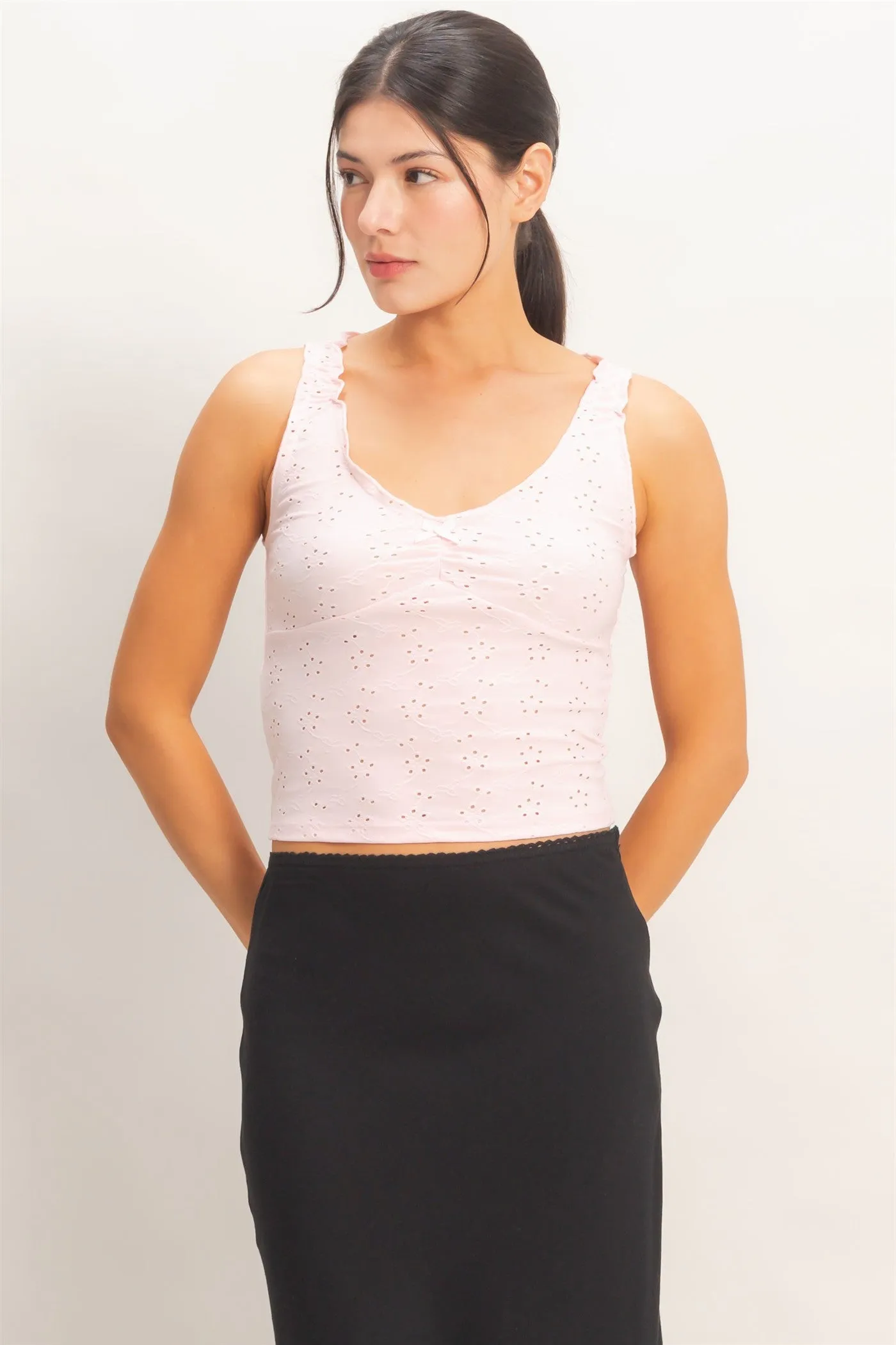 Ruched Eyelet Knit Tank sold by HYFVE product image thumbnail 4