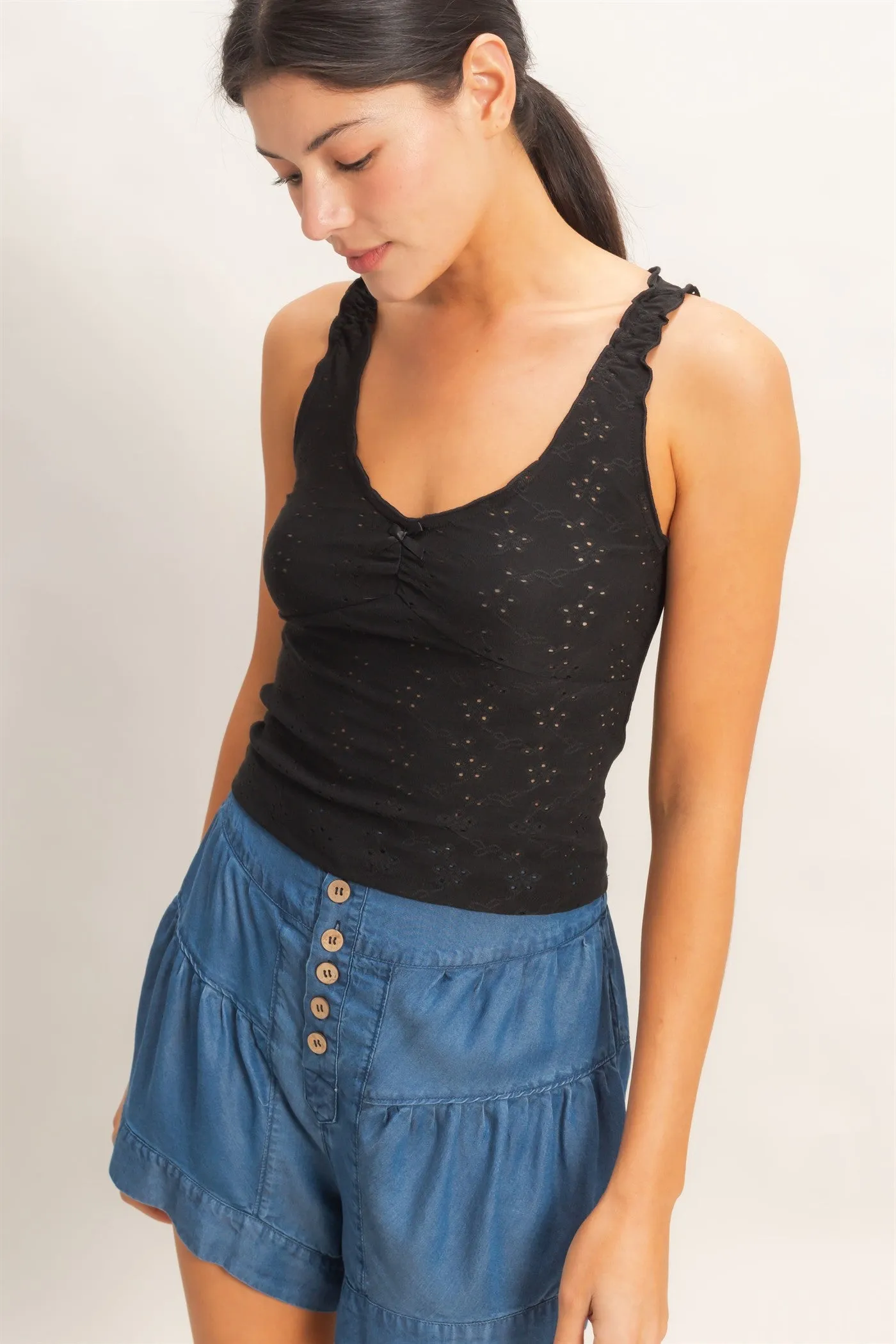 Ruched Eyelet Knit Tank sold by HYFVE product image thumbnail 2