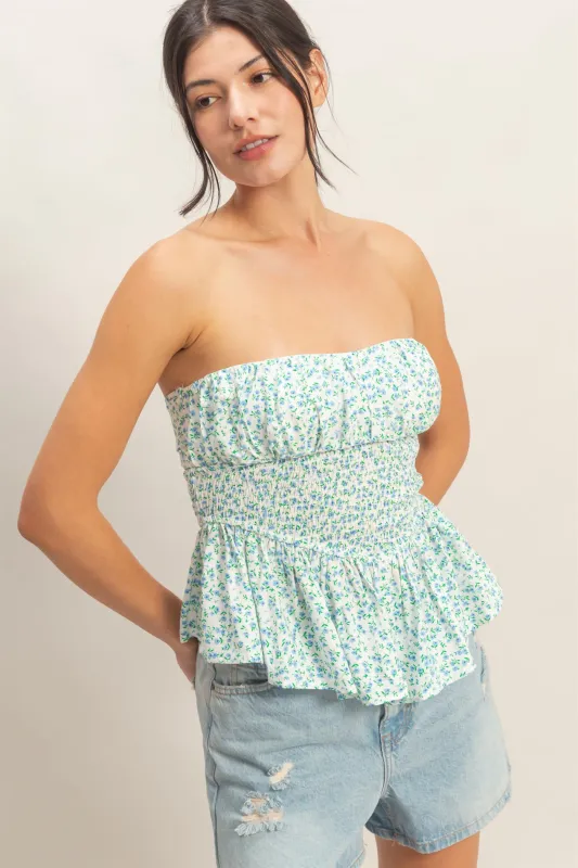 Floral Strapless Smocked Top made by HYFVE