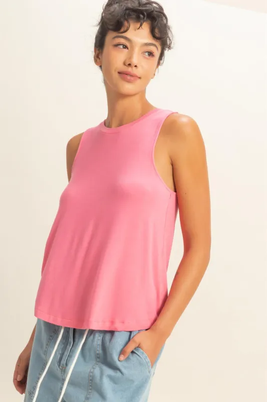 Crew Neck Rayon Tank Top made by Double Zero