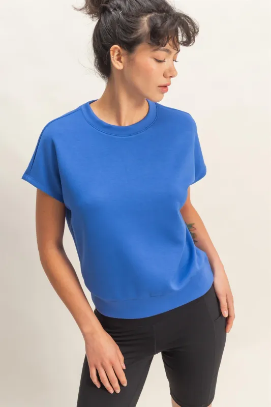 Crew Neck Short Dolman Sleeve Top made by Double Zero