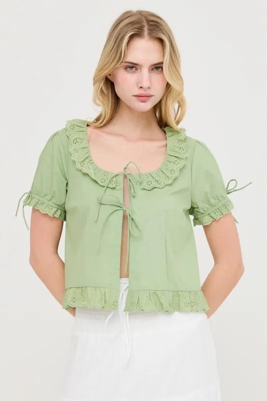 Lace Trim Peasant Top made by HYFVE