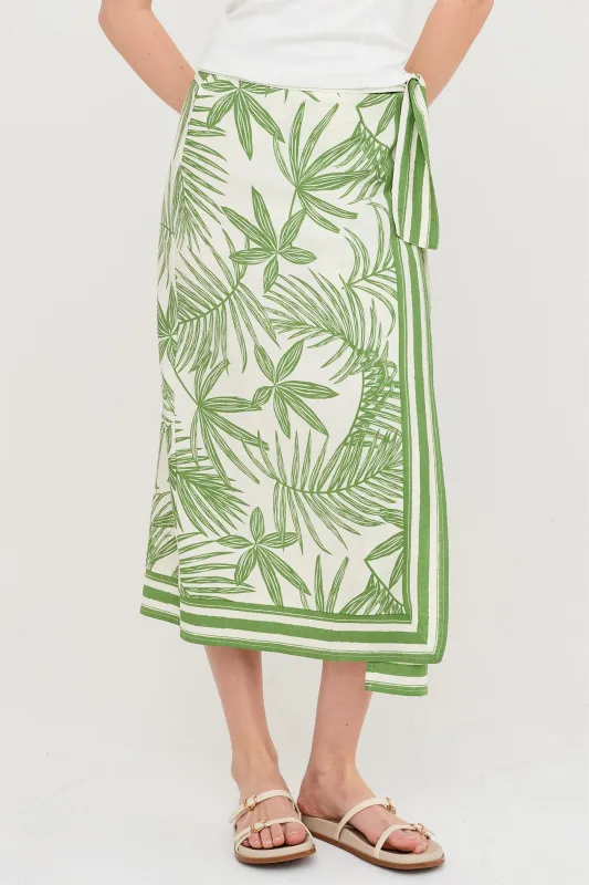 Leaf Print Wrap Skirt made by HYFVE