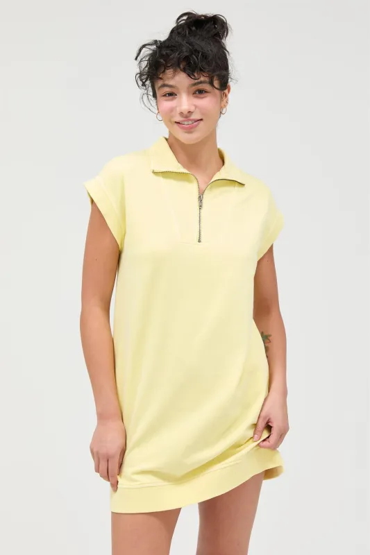 Half Zip Up Mock Neck Mini Dress made by Double Zero