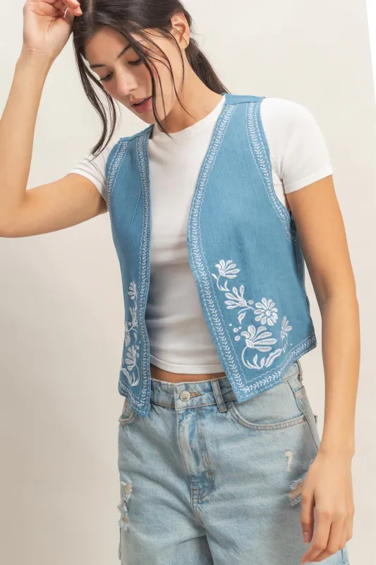 Embroidered Denim Vest made by HYFVE