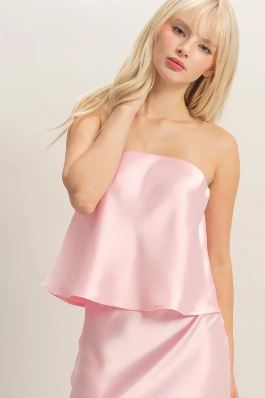 Satin Strapless Tube Top made by Double Zero