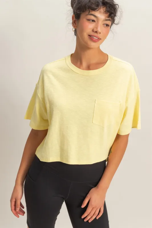 Boxy Crew Neck Top With Pocket made by Double Zero