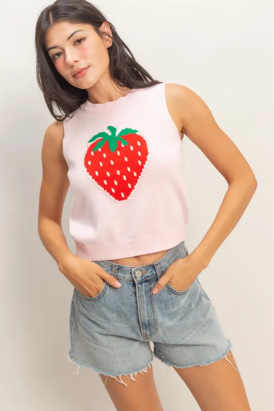 Strawberry Sleeveless Knit Top made by Double Zero