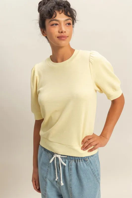 Puff Short Sleeve Crew Neck Top made by Double Zero