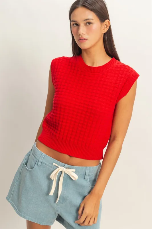 Textured Sleeveless Knit Top made by Double Zero