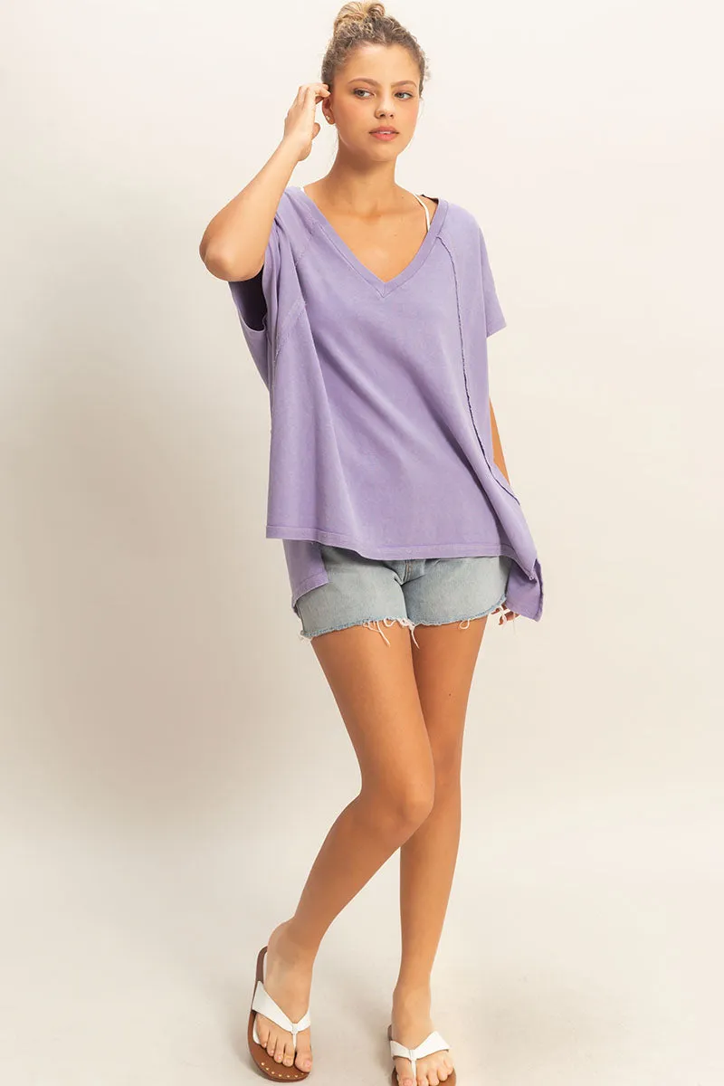 Oversized V-Neck Mineral Washed Top sold by HYFVE product image thumbnail 5