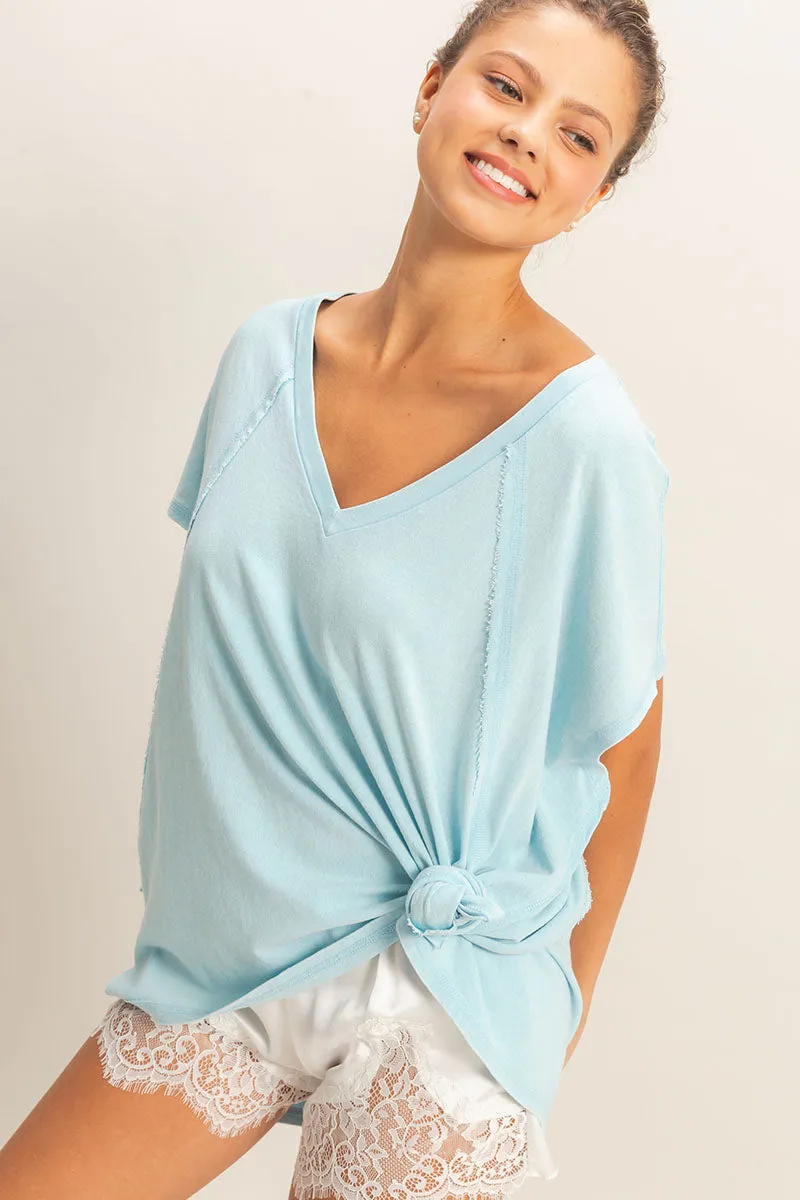 Oversized V-Neck Mineral Washed Top sold by HYFVE product image thumbnail 2