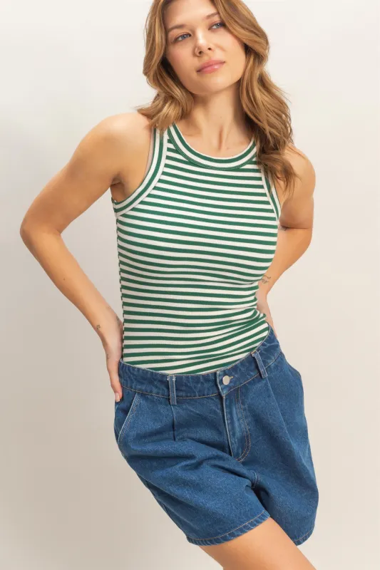 Striped Ribbed Racerback Tank made by HYFVE