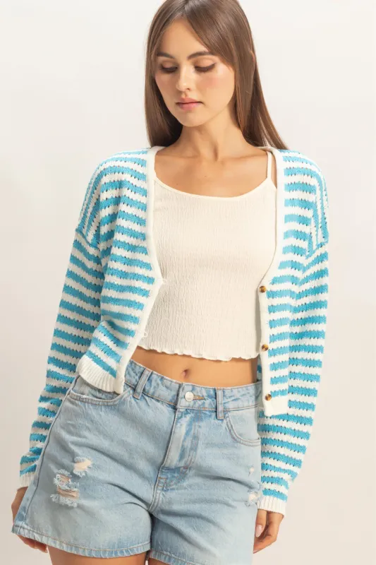 Striped V-Neck Cardigan made by HYFVE