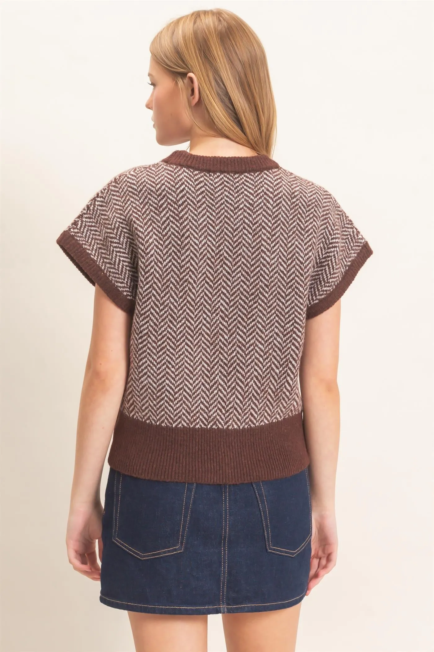 Chevron Knit Cap Sleeve Sweater sold by HYFVE product image thumbnail 3
