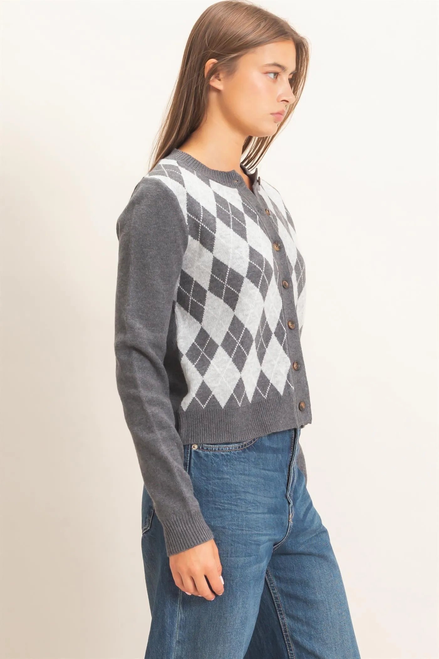 Argyle Pattern Cardigan sold by HYFVE product image thumbnail 2