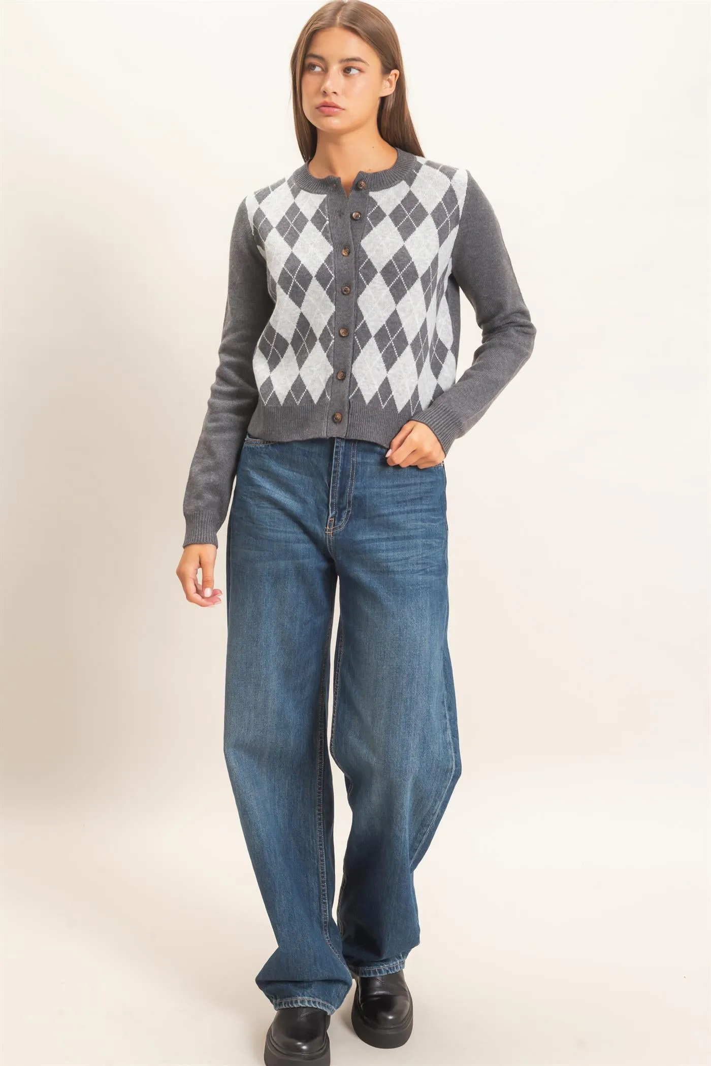 Argyle Pattern Cardigan sold by HYFVE product image thumbnail 4