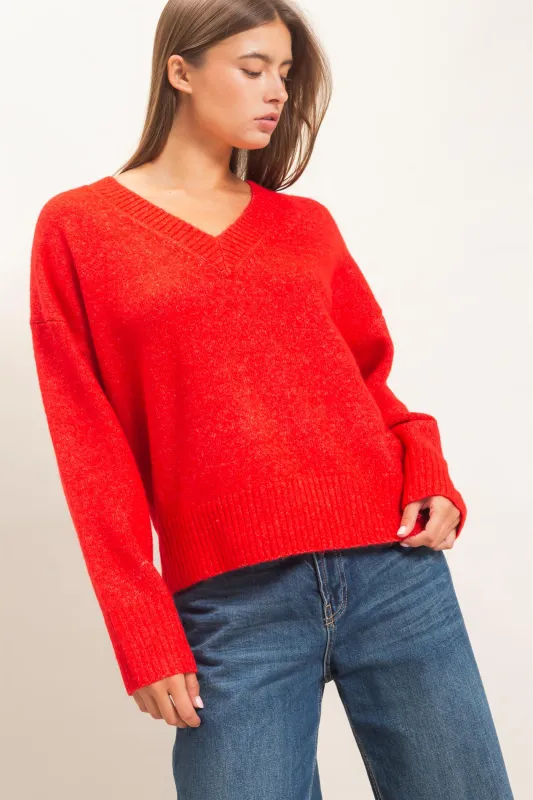 V-Neck Relaxed Fit Sweater made by Double Zero