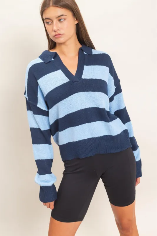 Rugby Stripe Polo Sweater made by Double Zero