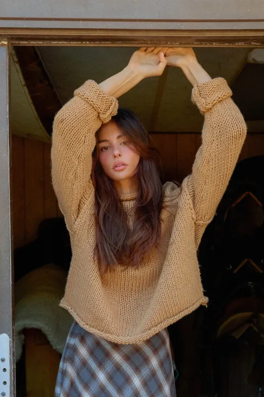 Rolled Collar Loose Knit Sweater made by HYFVE