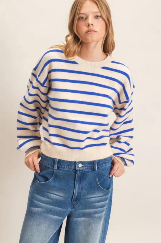 Striped Ribbed Crew Neck Sweater made by HYFVE