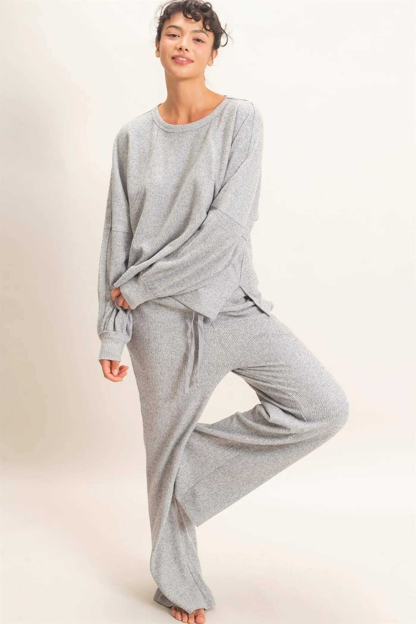 Brushed Waffle Long Sleeve Top sold by HYFVE product image thumbnail 4