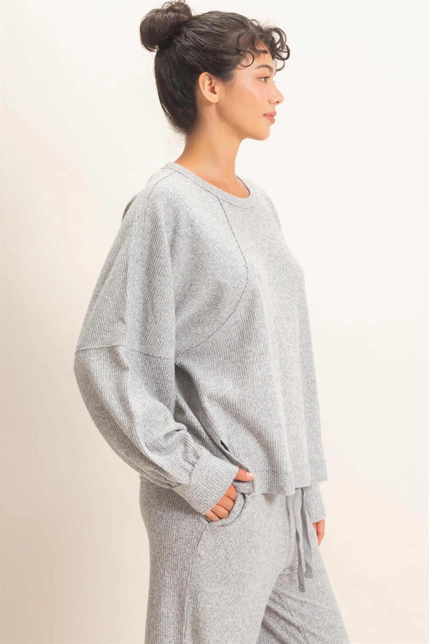 Brushed Waffle Long Sleeve Top sold by HYFVE product image thumbnail 2