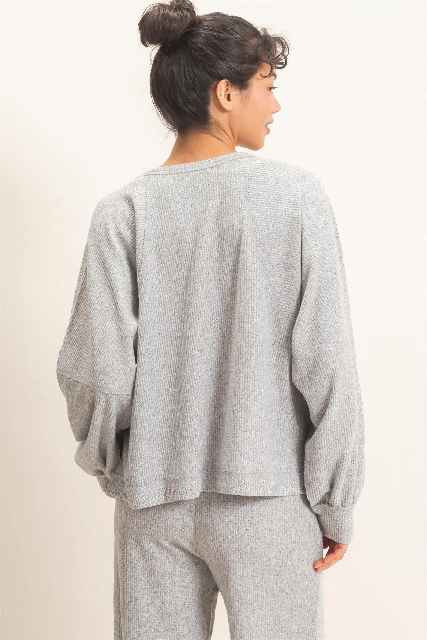 Brushed Waffle Long Sleeve Top sold by HYFVE product image thumbnail 3