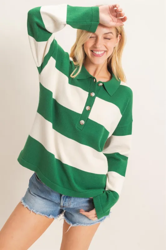 Striped Button-Up Sweater made by HYFVE