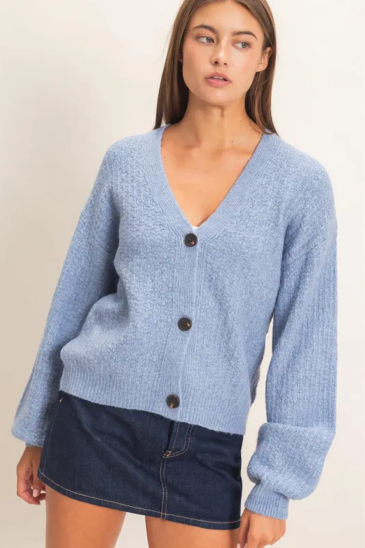 Textured V-Neck Cardigan made by Double Zero