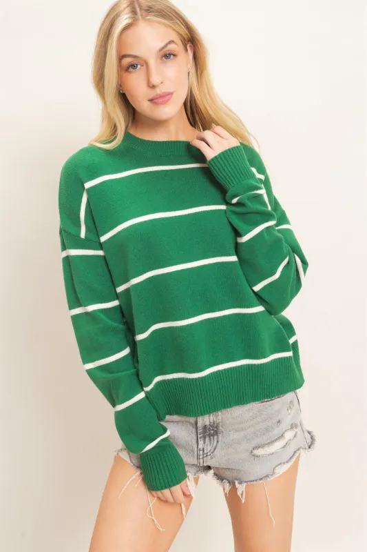 Striped Ribbed Crew Neck Sweater made by HYFVE